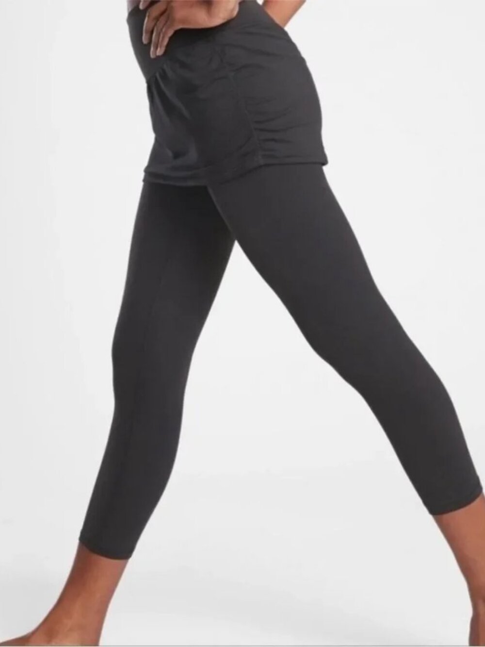 Athleta Elation 2 in 1 Tight Skirted Legging Sz L Dark Gray Tennis Golf Skort